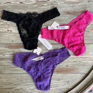 Anthropologie Hanky Panky Original Rise Lace & x Prabal Gurung Thongs set 3 NWT